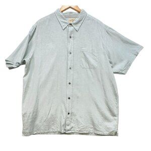 Red Head Mens Linen Blend Short Sleeve Button-Down Shirt 2XL Light Green